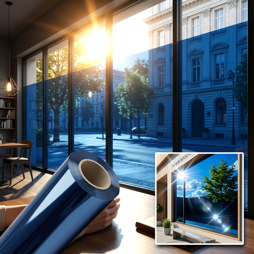 TEMU Zsv Self-adhesive Window Film Suitable For Privacy & Glare, Mirror Suitable For Bedrooms, Offices, Cafes - Static Cling Pet Film With Daytime