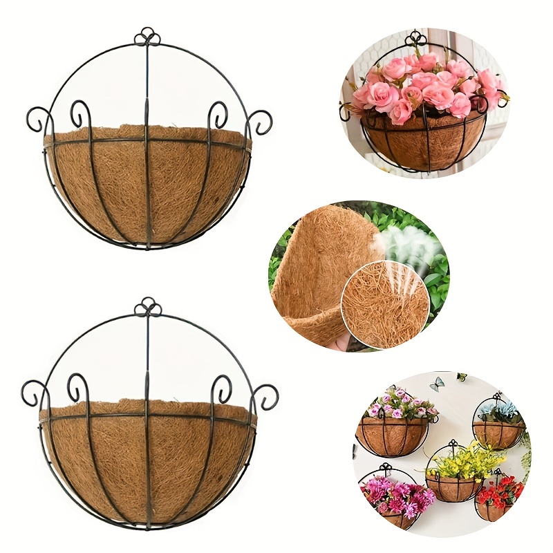 

2pcs, Wall Hanging Planters 8inch/10inch Plant Basket Metal Wall Hanging Planters Planter With Coconut Liners For Planters, Wire Hanging Planters For Outdoor Plants For Garden