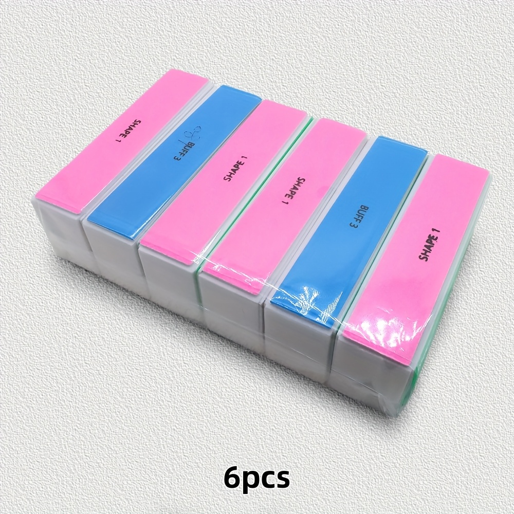 TEMU Lot de 6 blocs de ponçage à ongles phosphorescents, bloc à polir à l'éponge robuste pour un durable, outils de manucure professionnels