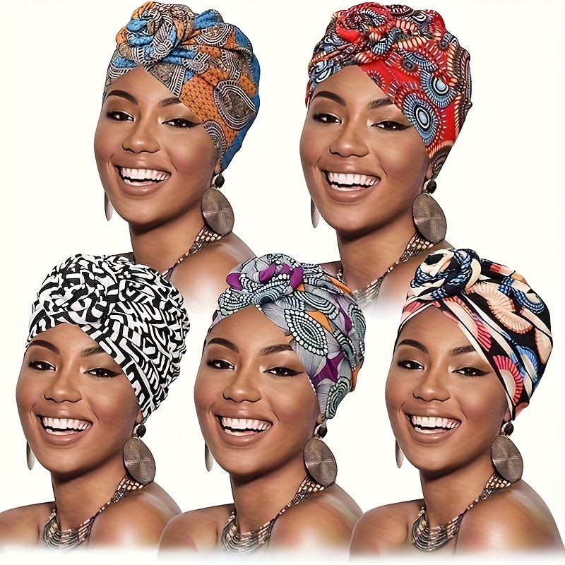 5pcs women   headwraps suitable for bohemian knot headbands pre knotted beanie hair covers with multicolor knots daily wear special occasions cultural hair for parties weddings