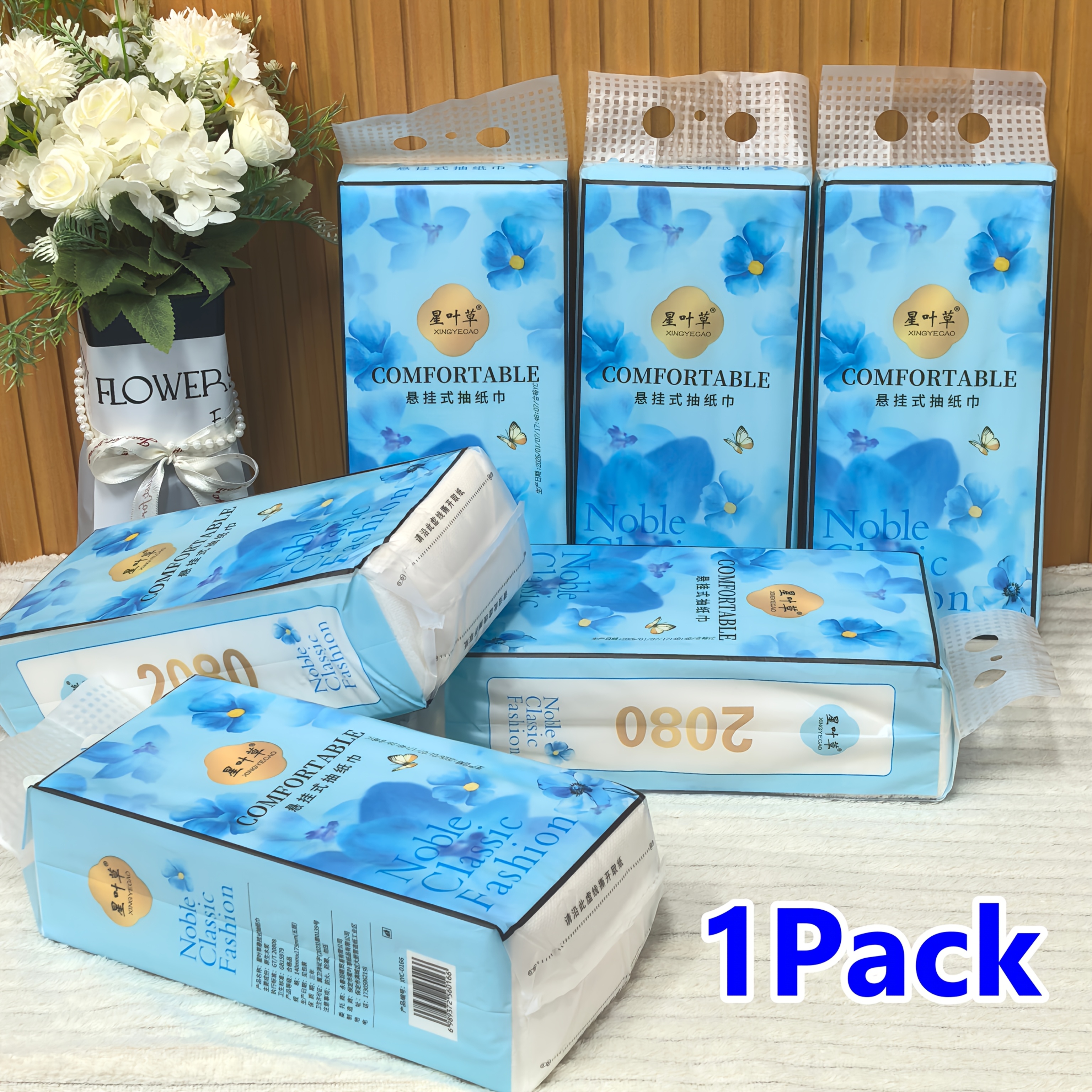 Image of 2080 Sheet Wood Paper Towels -1 Pack, Dye Free, Soft And Sturdy, Suitable For Kitchen And Bathroom Use, Dry And Wet - High-quality Hanging Paper Towels(random Pattern)