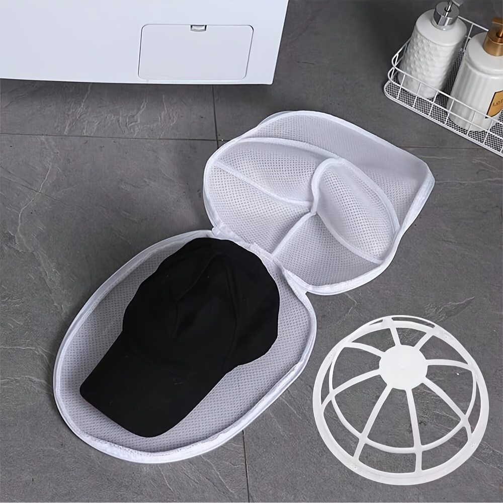 TEMU 2pcs 모자 세척 및 보호 가방, 지퍼가 있는 내구성 있는 폴리에스터 메쉬 세탁용 가게, 모자용, 변형 방지 세척 키트, 모자 랙, 세탁 가방