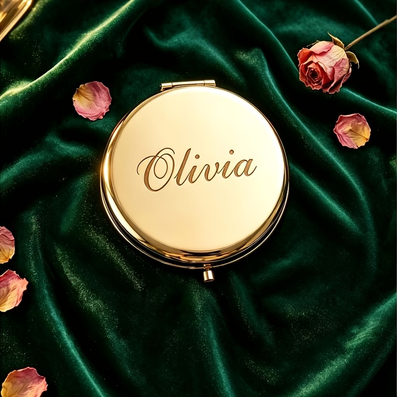 TEMU Personalized For Weddings - Custom Bridesmaid Initial Name And Engravable Handheld Mirror Gift, Compact Size, Suitable For Wedding Parties,