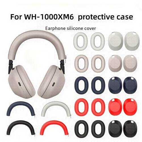 for sony for sony wh 1000xm6 over ear headphones case cover full coverage protective shell with beam cover ear cap protector soft silicone sleeve