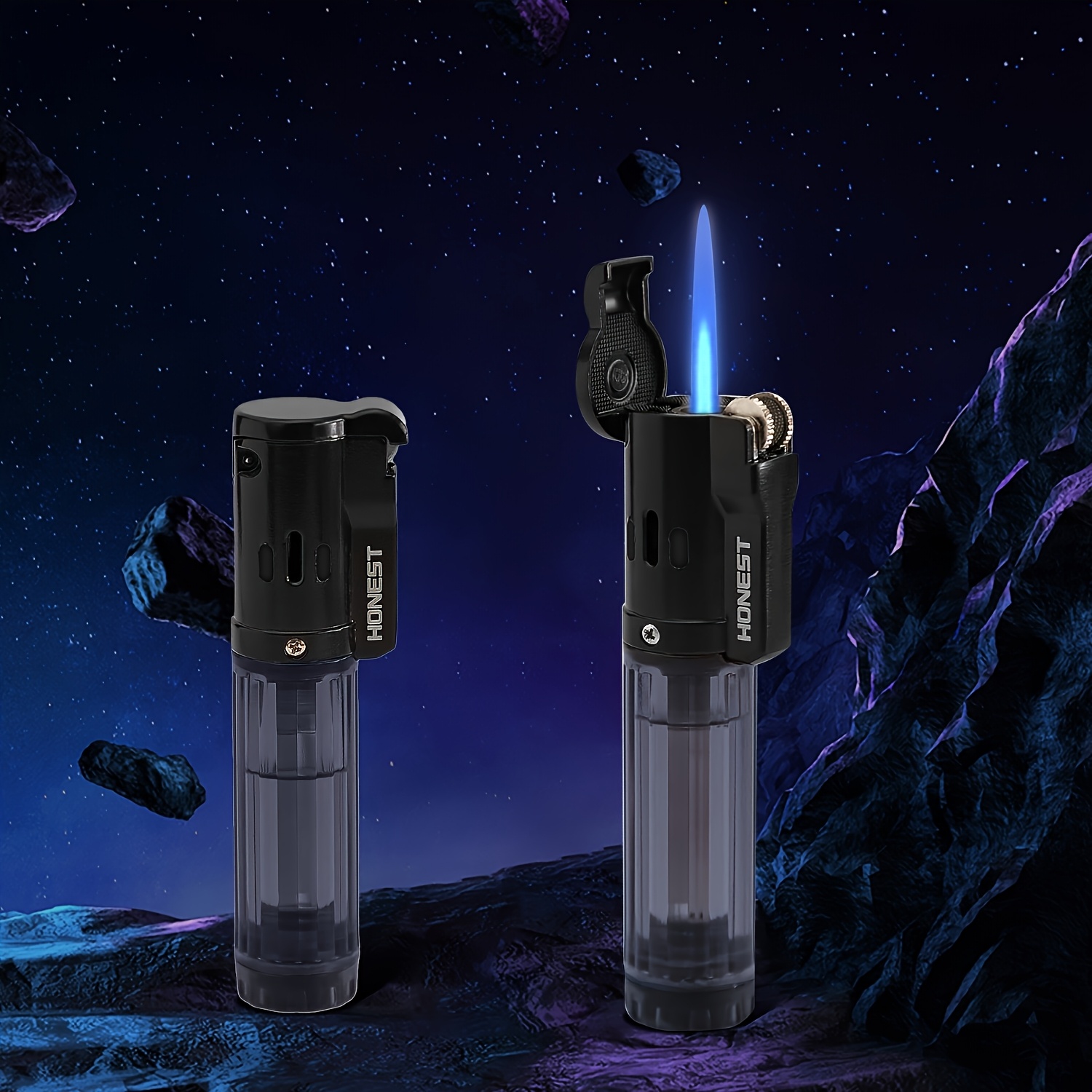 TEMU Straight Flame Lighter, Butane Lighter, Gas Window, Inflatable Lighter, Mini Lighter, Portable Pocket Lighter For Kitchen, Fireplace, Gifts,