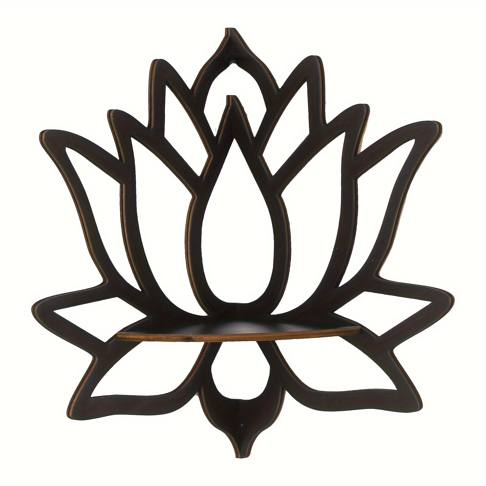 1pc Exquisite Floating Wooden Lotus Shape Display Shelf-Space-Saving Wall Corner Storage for Plants,Flowers,Toys,Scented Candles,and Household Items_voghion.com