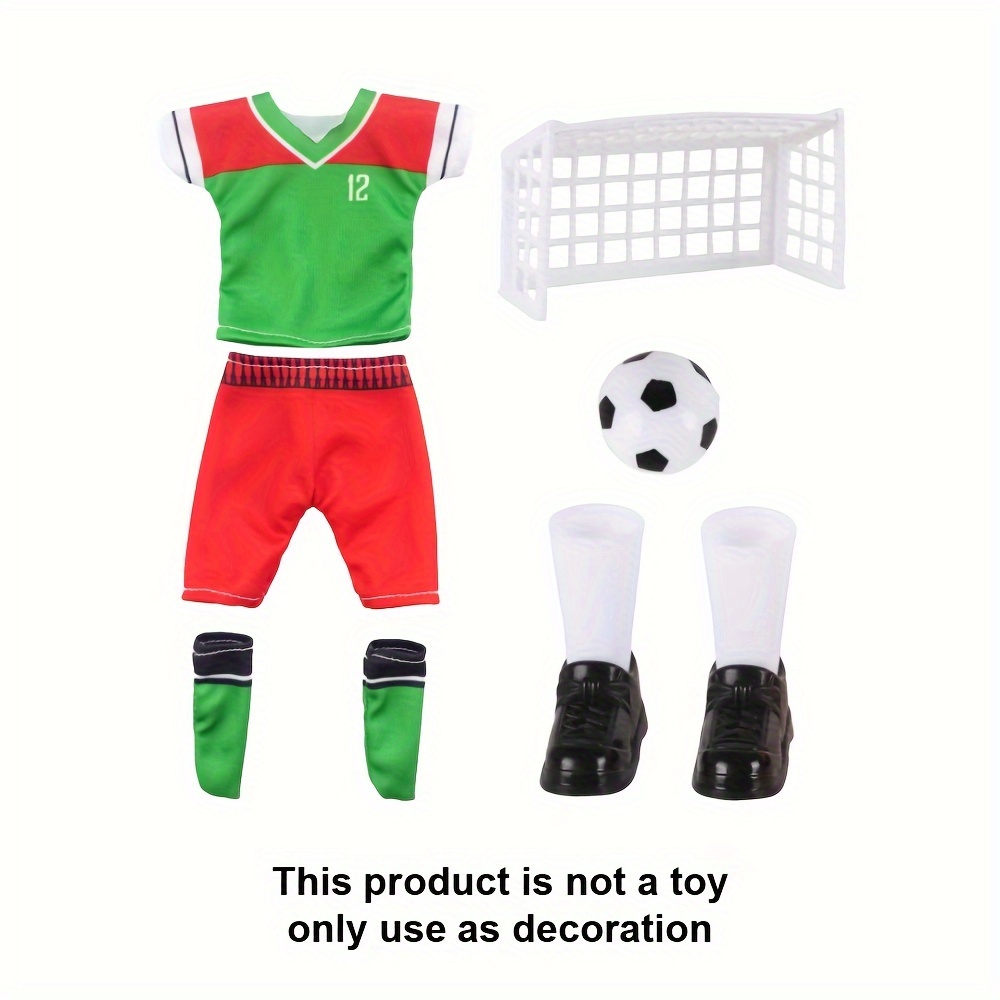 TEMU Christmas Elf Soccer Outfit And Accessories Set, Elf Doll Sports Costume With Soccer Ball, , And Cleats, Holiday Elf Props Decoration,