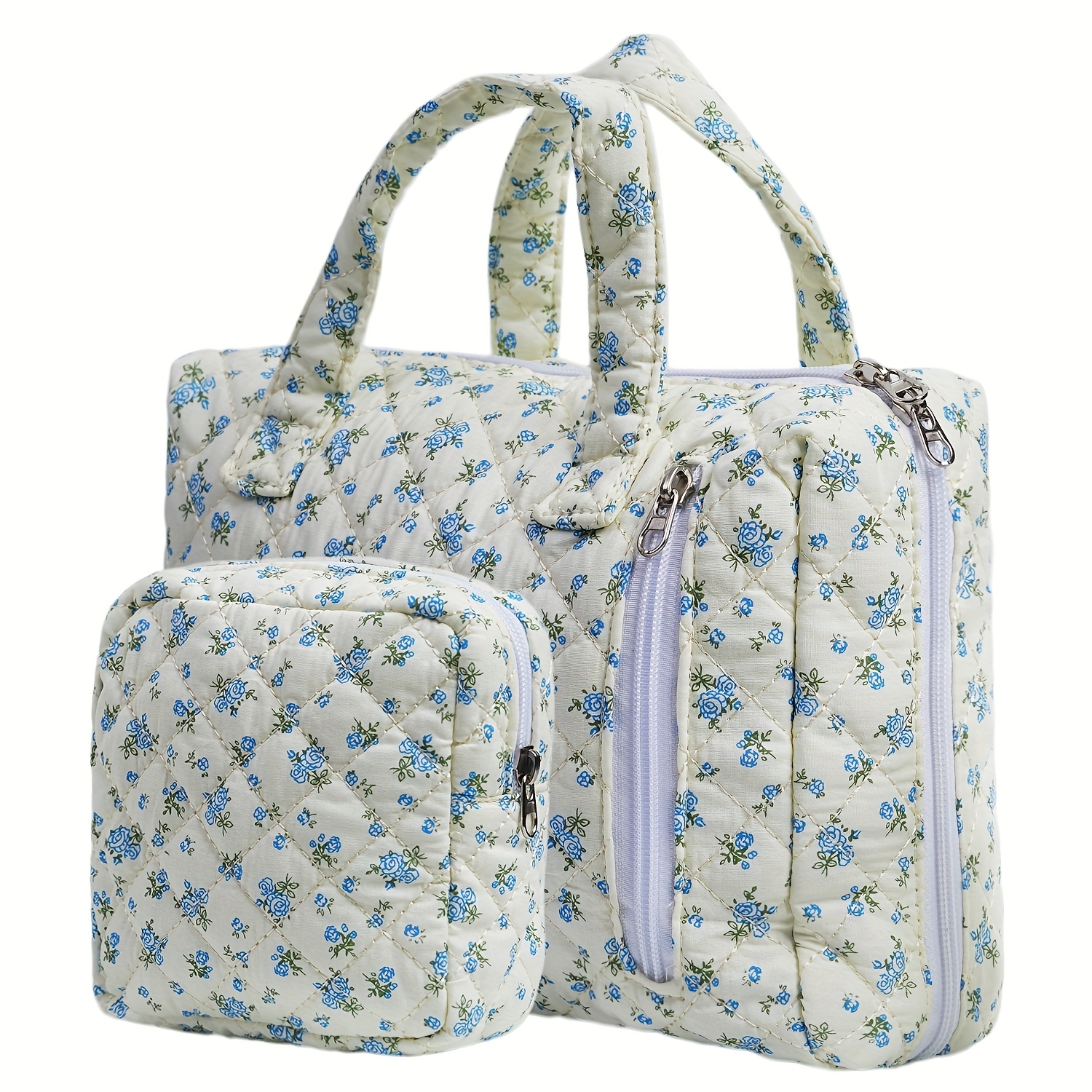 Cute Quilted Floral Print Fabric Bags 2Pcs Set Handbag