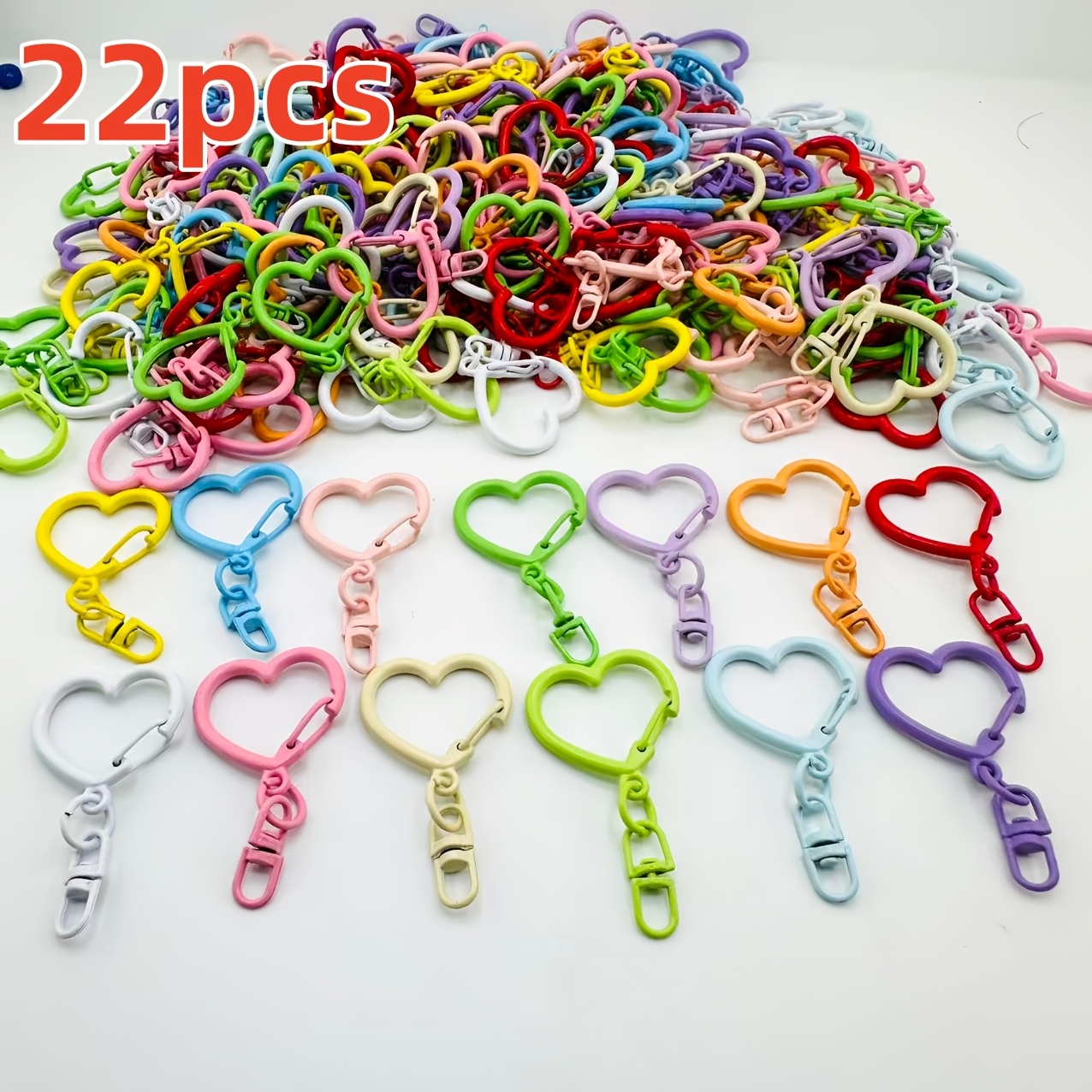 TEMU 22 pz Portachiavi Girevoli a Forma di Cuore in di Colori Casuali con Moschettoni a Gancio a , Portachiavi per Uso per Fai da Te, Creazione di
