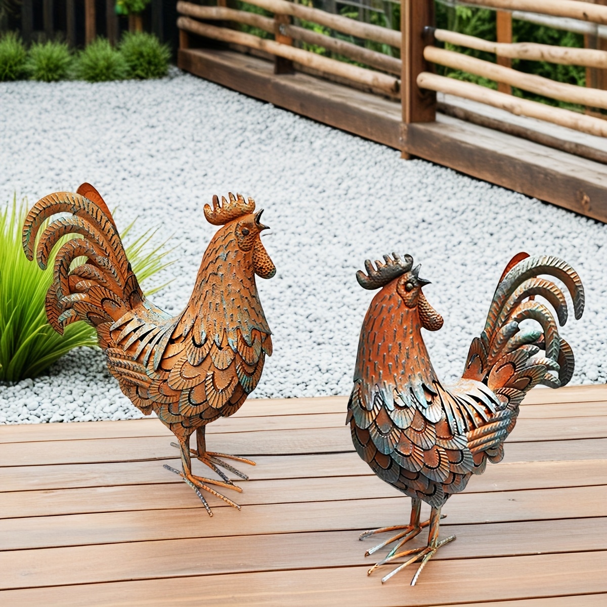 large metal rooster sold on Temu United States