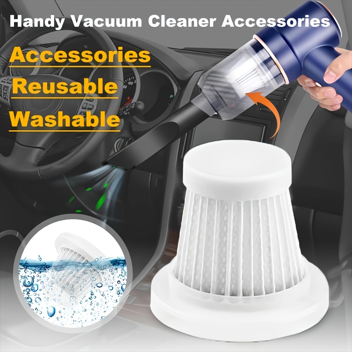 

Washable Pet Car Vacuum Cleaner Filters - 3/5 Pack Reusable Handheld Vacuum Hepa Filter Accessories