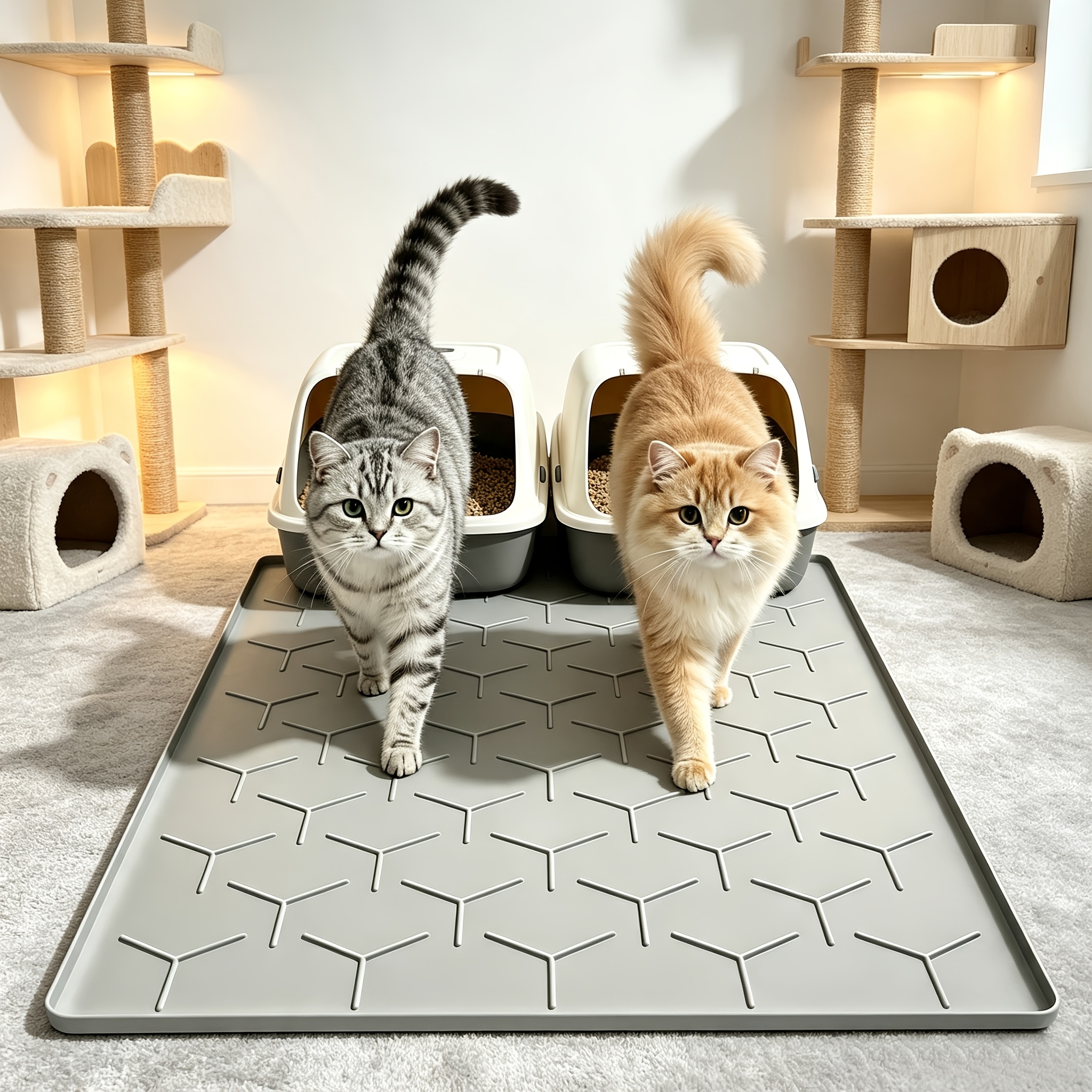 TEMU Silicone Cat Litter Mat Large 40" X 28", Easy To Clean, Black | Large Size Silicone Mat With Raised Edges, Catch Litter, Protect Floor From