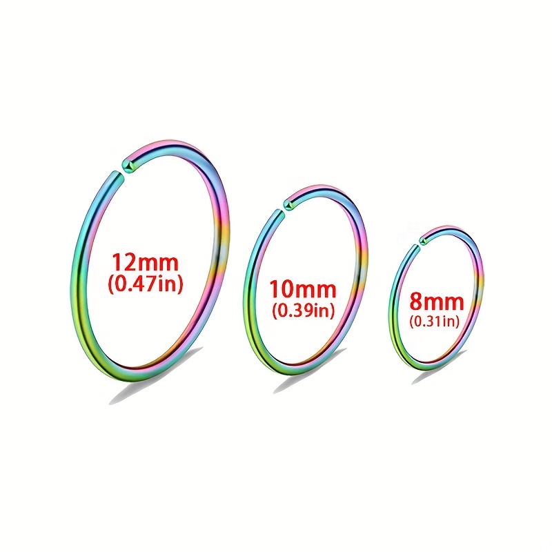 3-4pcs Stainless Steel Hoop Earrings & Nose Rings Set