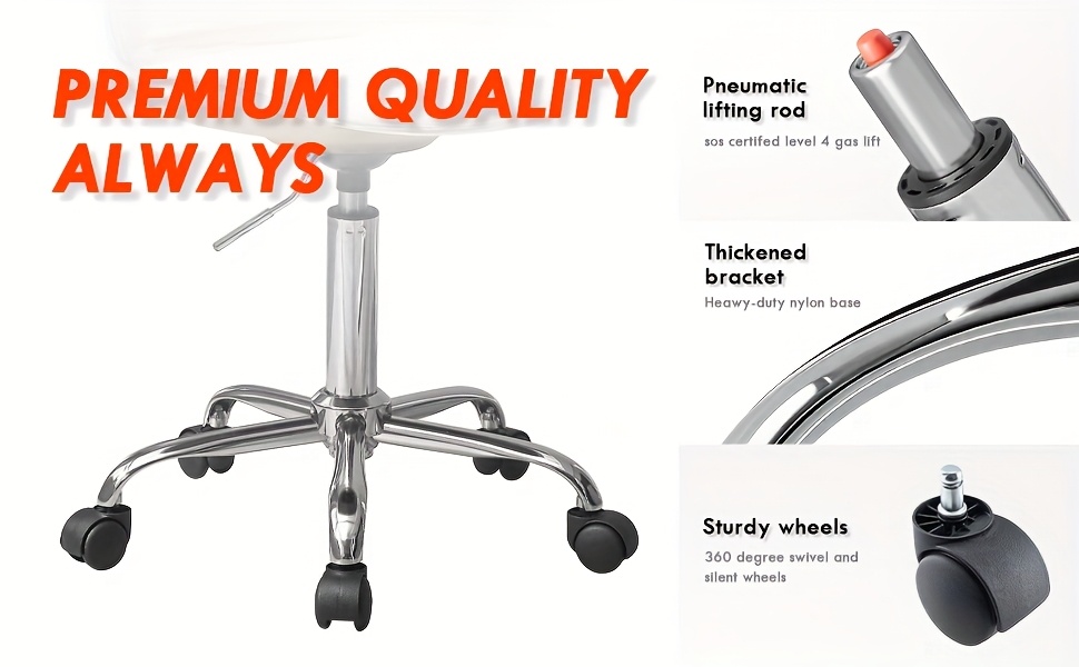 Transparent Acrylic Office Chair, Contemporary Acrylic Chairs for Home Use with Wheels, Armless Swivel Vanity Rolling Chair Suitable for Office And Home