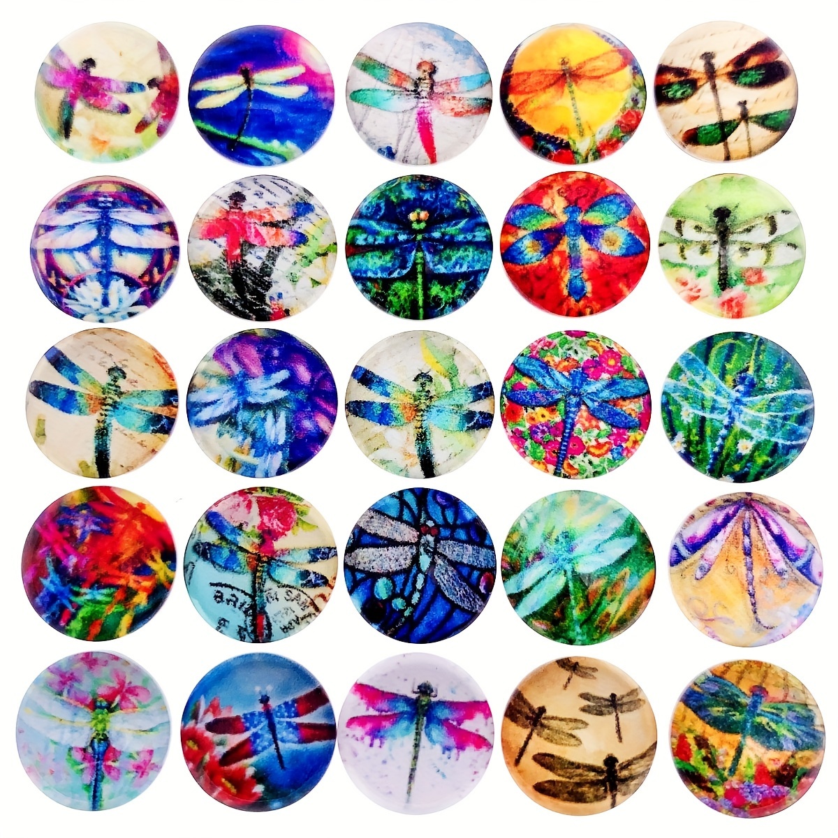 

50pcs Assorted Glass Cabochons, 12mm Round Mixed Patterns Fusible Glass Accents For Jewelry Making And Diy Crafts - Material: Glass