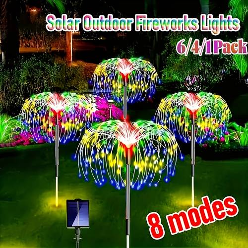 6 pack 480leds 4 pack 320 240 leds 1 pack 90 leds outdoor solar fireworks lights outdoor lighting lawn lights garden lights 8 flashing light fairytale lights for patio pathway deck landscape lighting multi color warm white