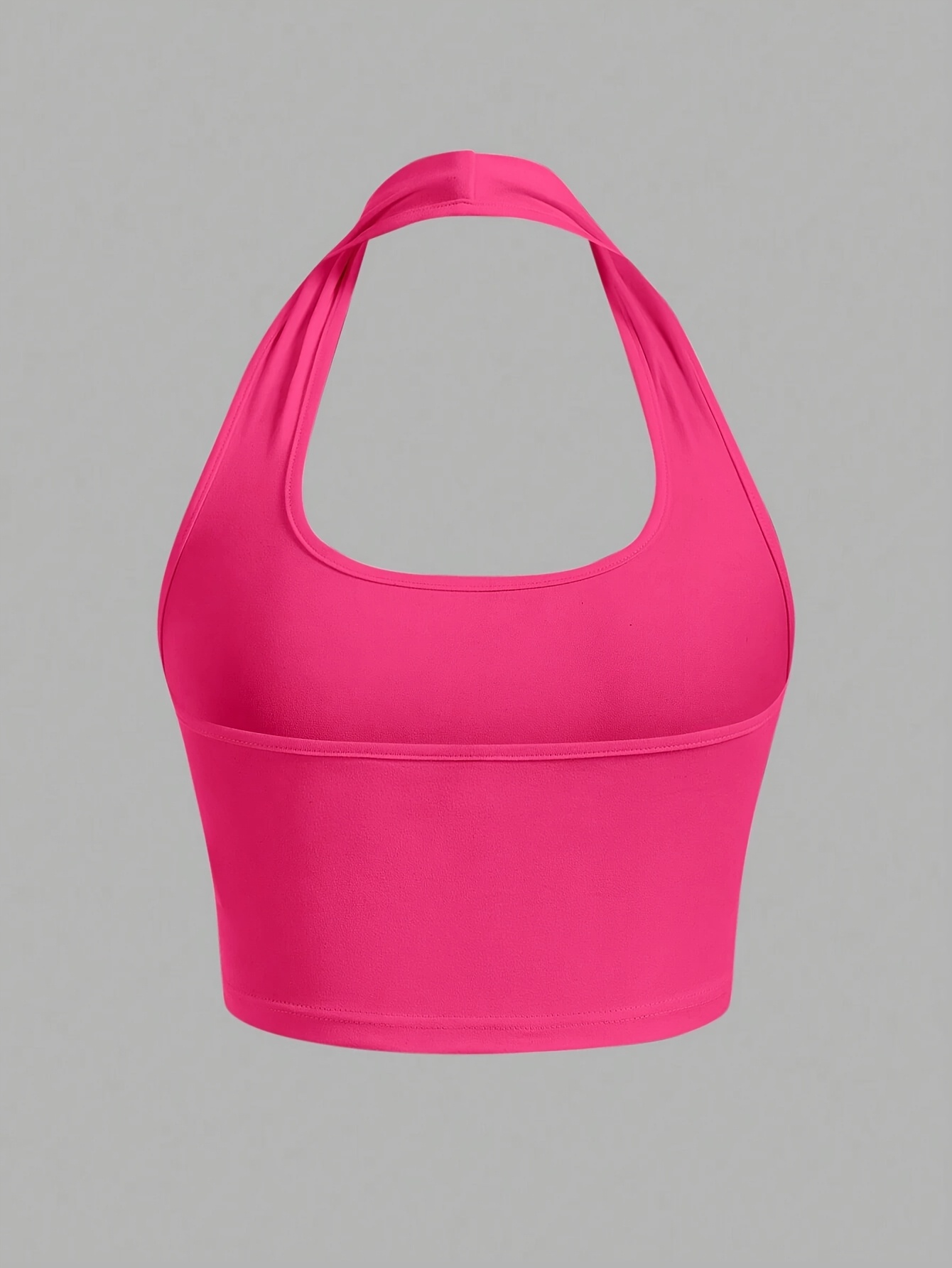 Women's White Halter Neck Sports Crop Top - Stretchy Breathable Backless Tank Top for Summer Workouts & Casual Wear, Machine Washable Sleeveless Shirt, Gym Apparel, Smooth Texture