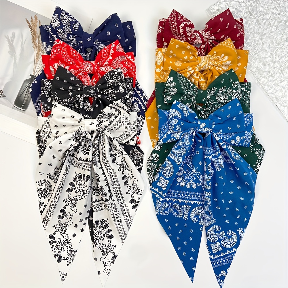 8pcs elegant minimalist bow tie hairpins set printed fabric bow hair accessories for women casual daily wear halloween festival hairpins Product details 1