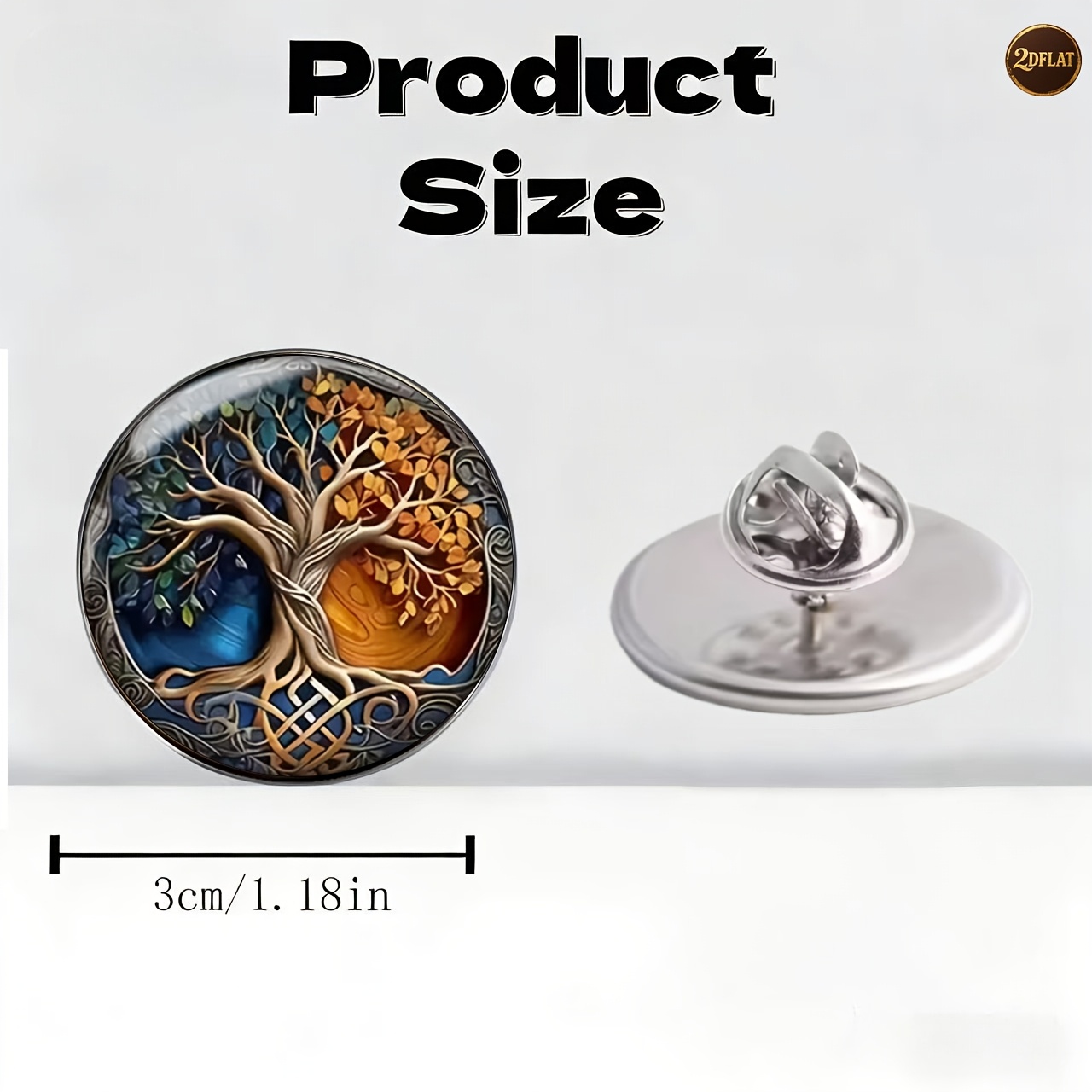 Creative Tree of Life Stainless Steel Brooch, Colorful Badge