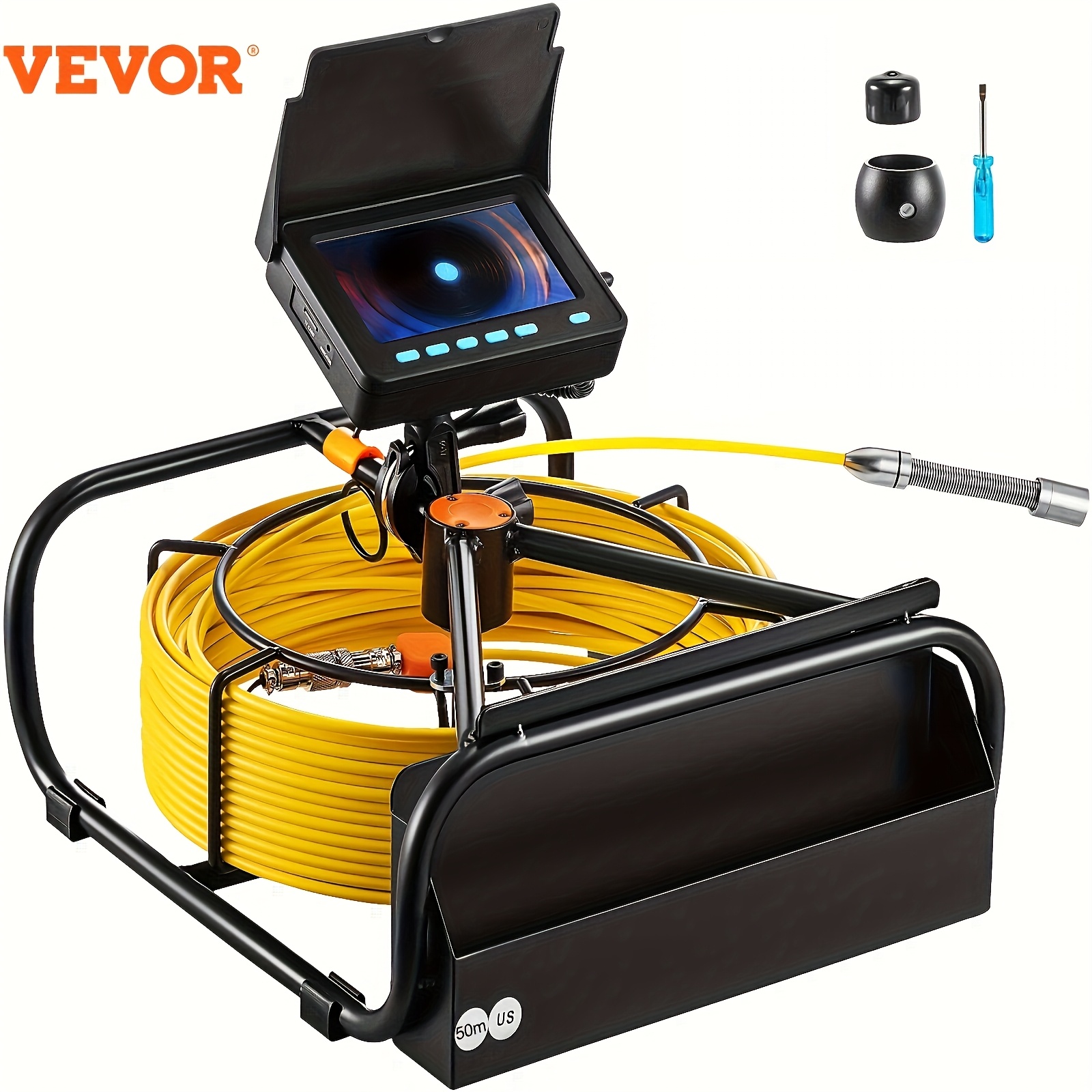 

1pc Vevor 164ft/50m Sewer Camera With Dvr, 4.3" Pipe Inspection, Led Lights, Industrial Endoscope For Home Wall Duct Plumbing, Rechargeable Lithium Battery, No Electricity Needed