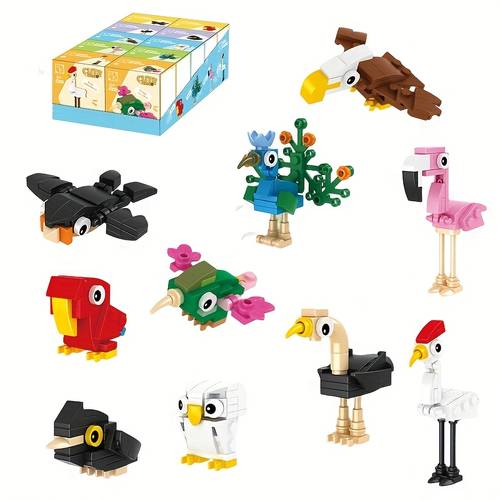 item picture animal puzzle blocks bird blocks educational toys crow swallow flamingo parrot owl peacock ostrich red crane hummingbird ideal gift birthday gift