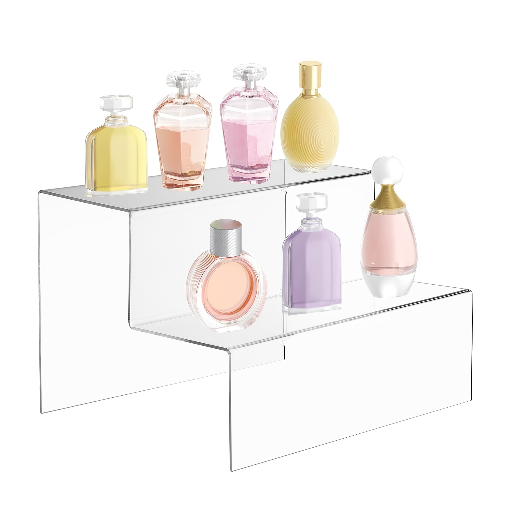 TEMU 2pcs Double-layer Acrylic Display Stand, Transparent Plexiglass Shelf, Multi-functional Display Rack Suitable For Retail Stores, Homes, And
