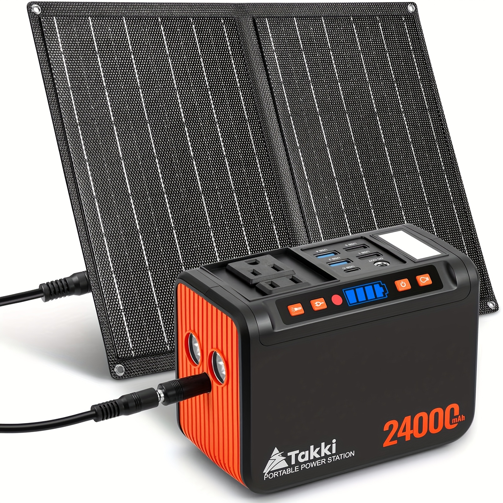   portable power station 88 8wh generator with 21w soalr panels camping solar generator lithium battery pack with 110v ac   usb ports led flashlight for home use camping laptop cpap emergency power backup