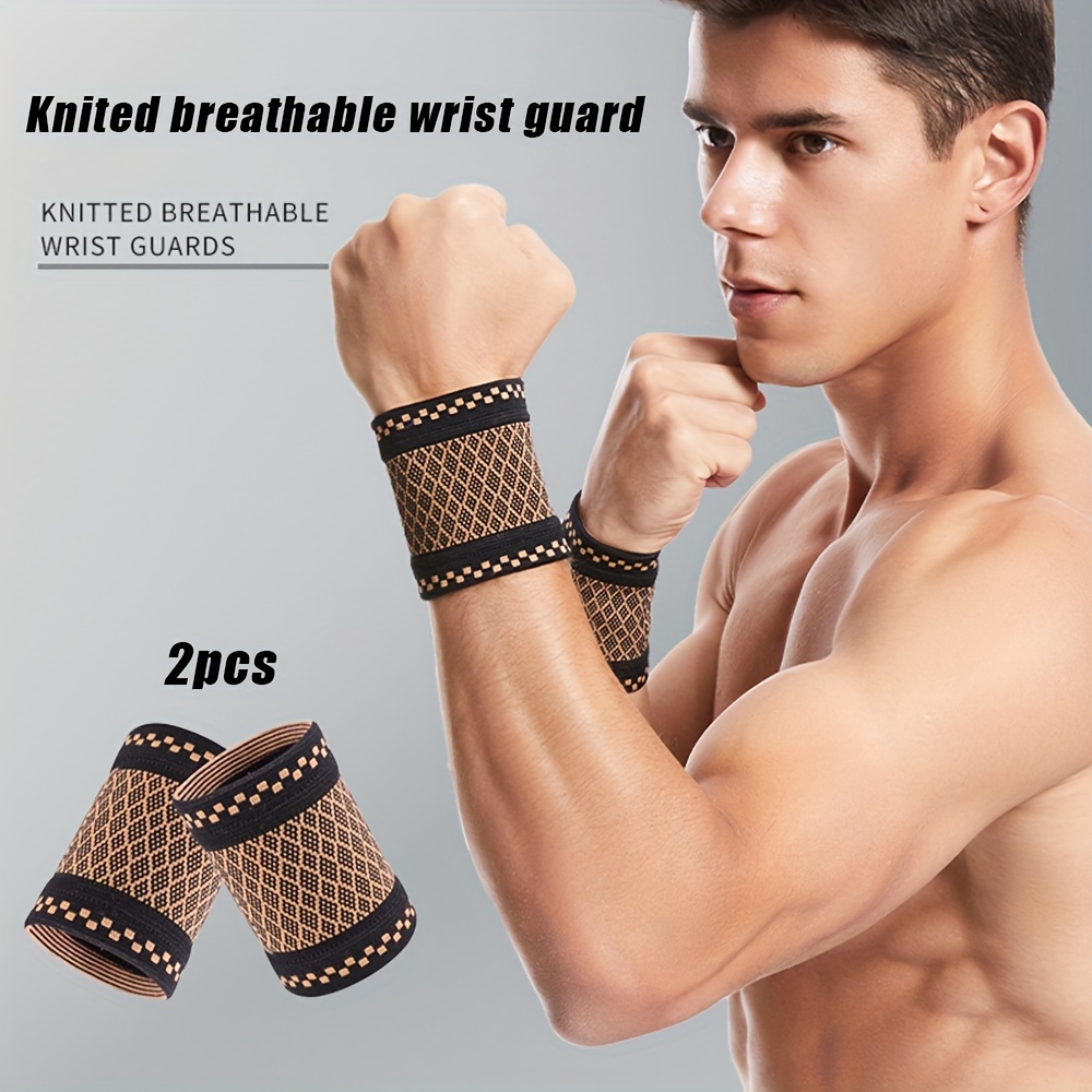 2pcs copper wrist compression braces breathable knitted support sleeves for sports fitness typing soft nylon pull on wrist wraps hand wash only 0