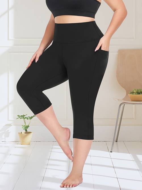 plus size plus size high waisted side pocket cropped leggings