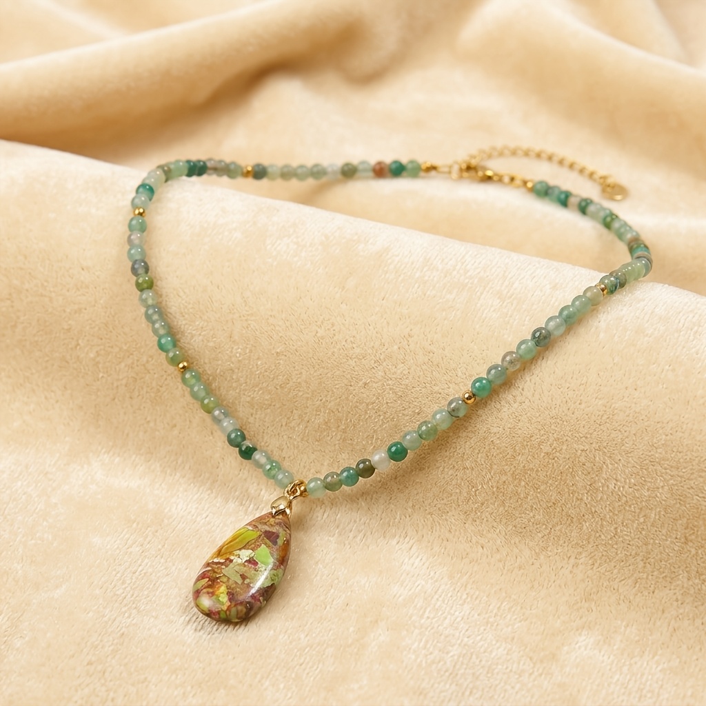 Bohemian Multicolor Beaded Teardrop Choker Necklace