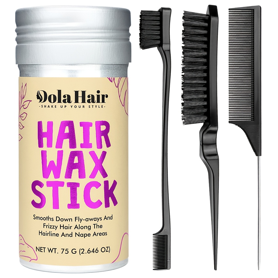 slick back hair brush wax stick for hair 4pcs non greasy hair wax stick for flyaways wigs   styling teasing brush for loose hair rat tail combs for   edge brush for finishing hair wax stick