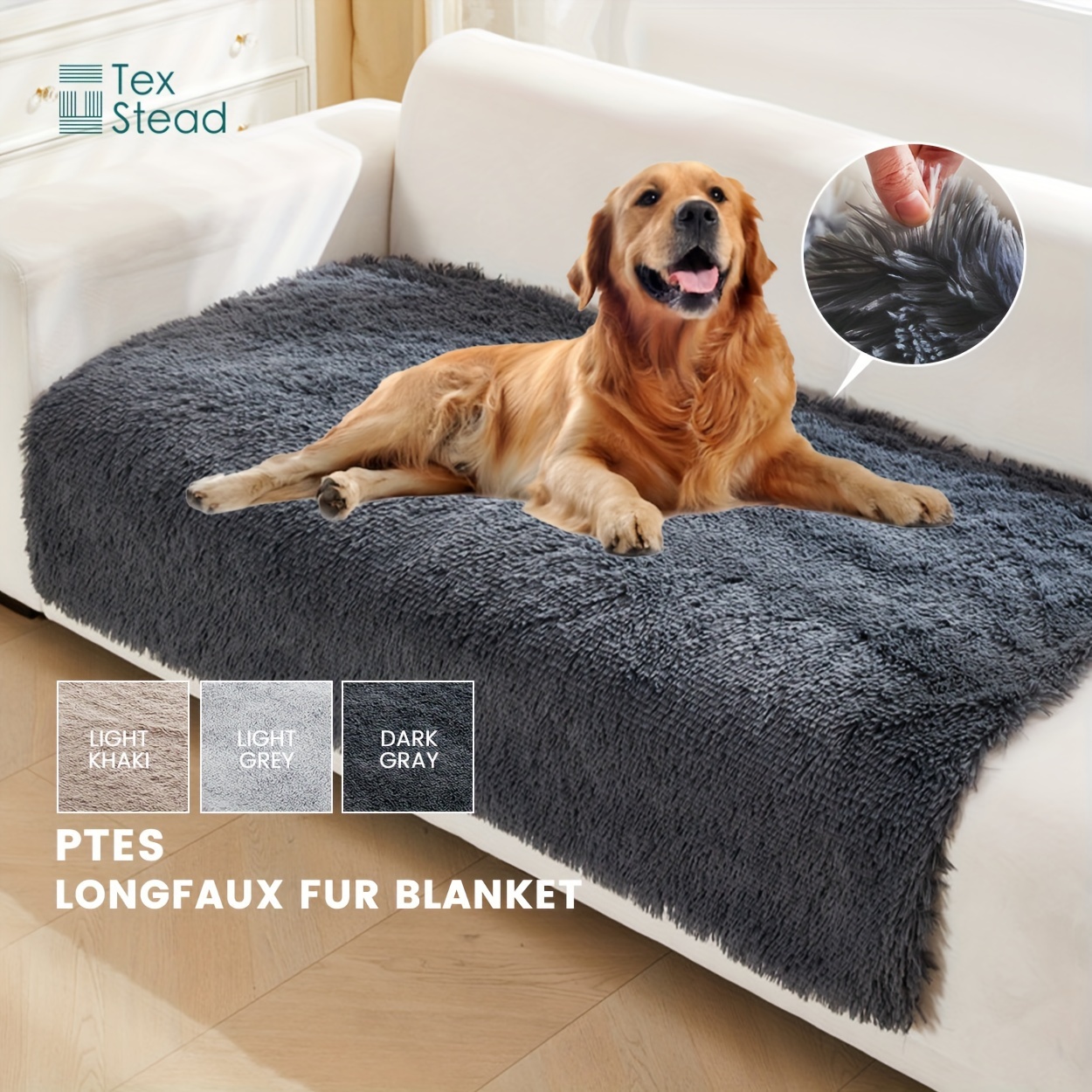 

1pc Long Plush Dog Blanket, Soft Dog Throw Blanket, Reversible Dog Calming Bed Mat Sofa Cover