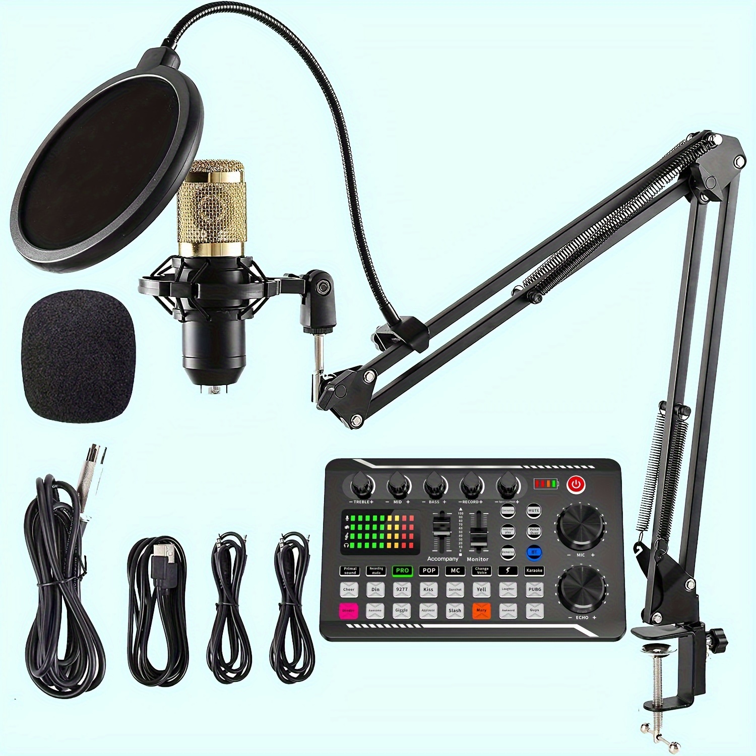 Bras de microphone, support de microphone amélioré pour bras de microphone  avec clip adaptateur à vis 3/8 à 5/8 pour Blue Yeti Snowball, HyperX  QuadCast, Yeti x et autres micros 