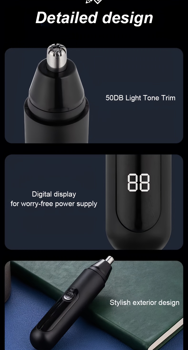   rechargeable nose and ear hair trimmer usb powered easy to clean double   blade suitable for men and women long   Product details 8