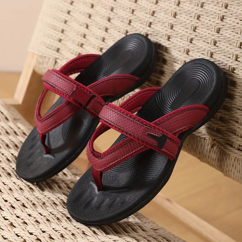 womens comfortable arch support rolling sandals ultra light soft sole summer slide fashionable wedge beach flip flops with non Product details 9