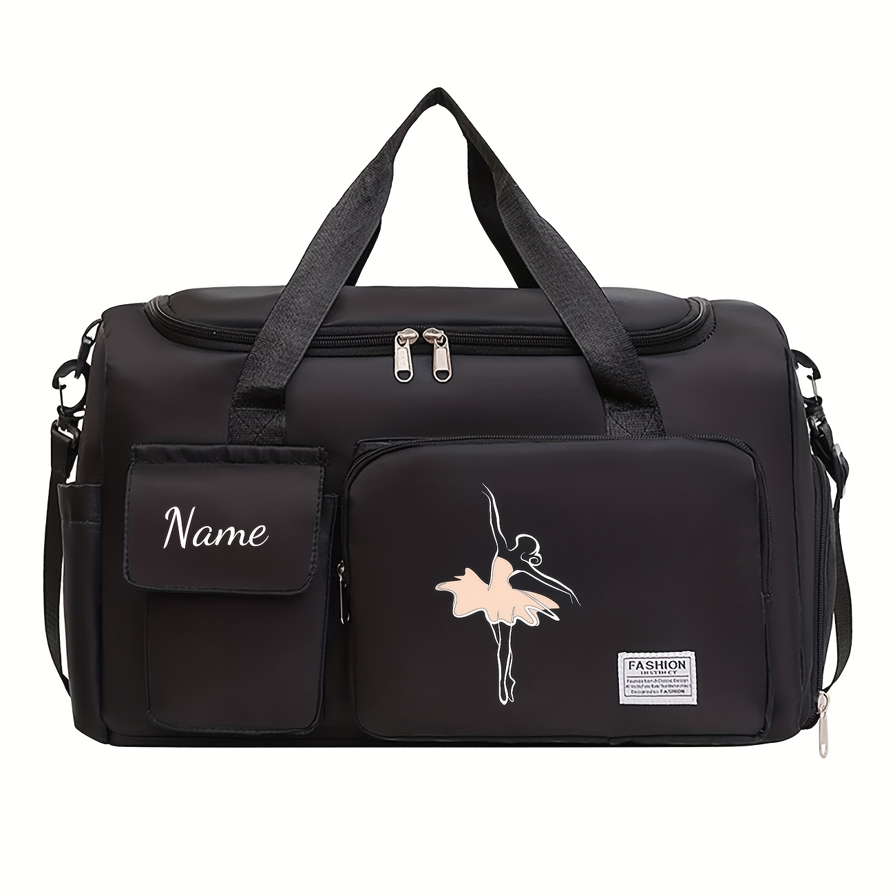 TEMU A Personalized Dance Pattern Travel Bag With A Custom Name, This Handbag And Backpack Offers Space, Making It Ideal For Leisure Trips. Easy And