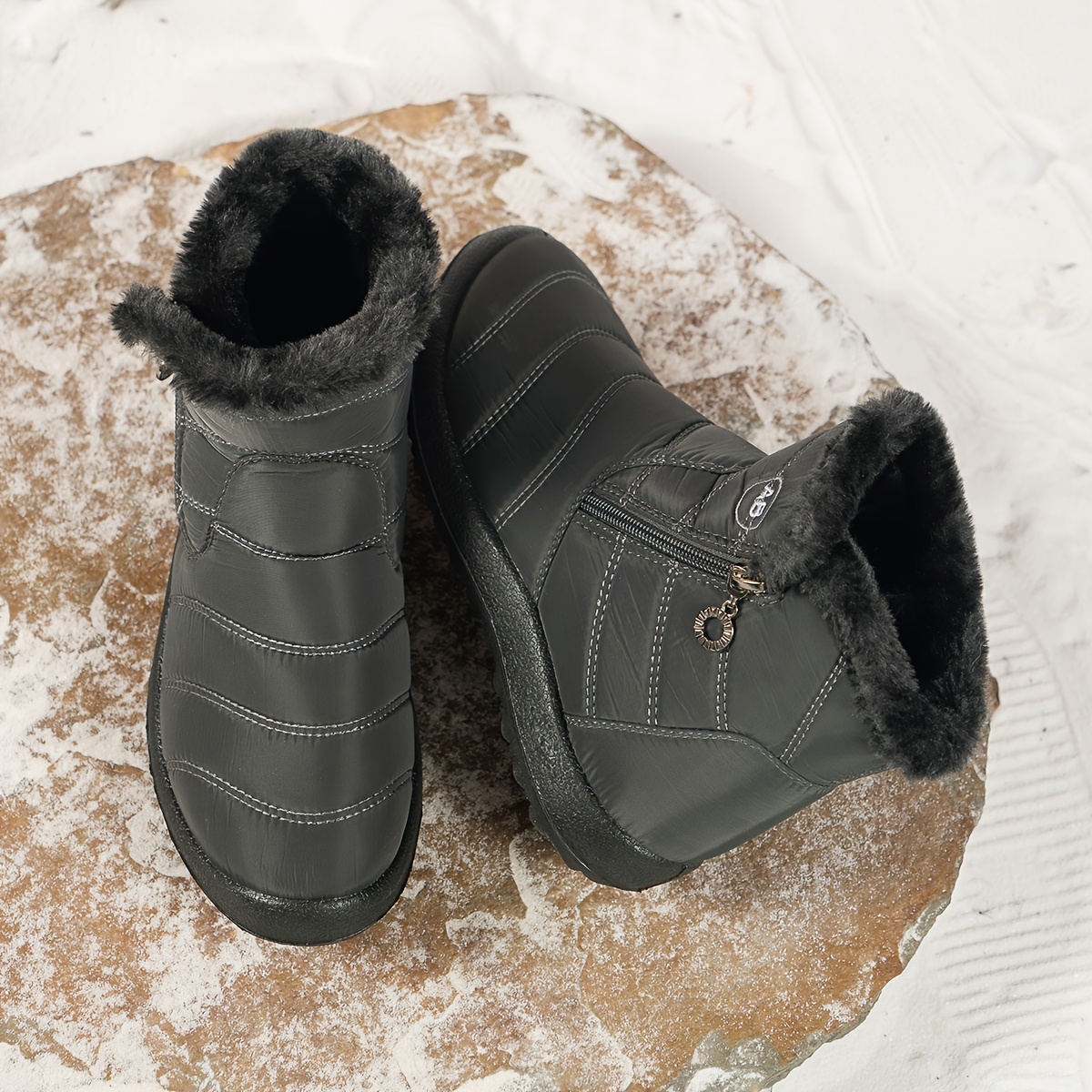 Women's Winter Snow Boots with Side Zipper, Warm and Cozy