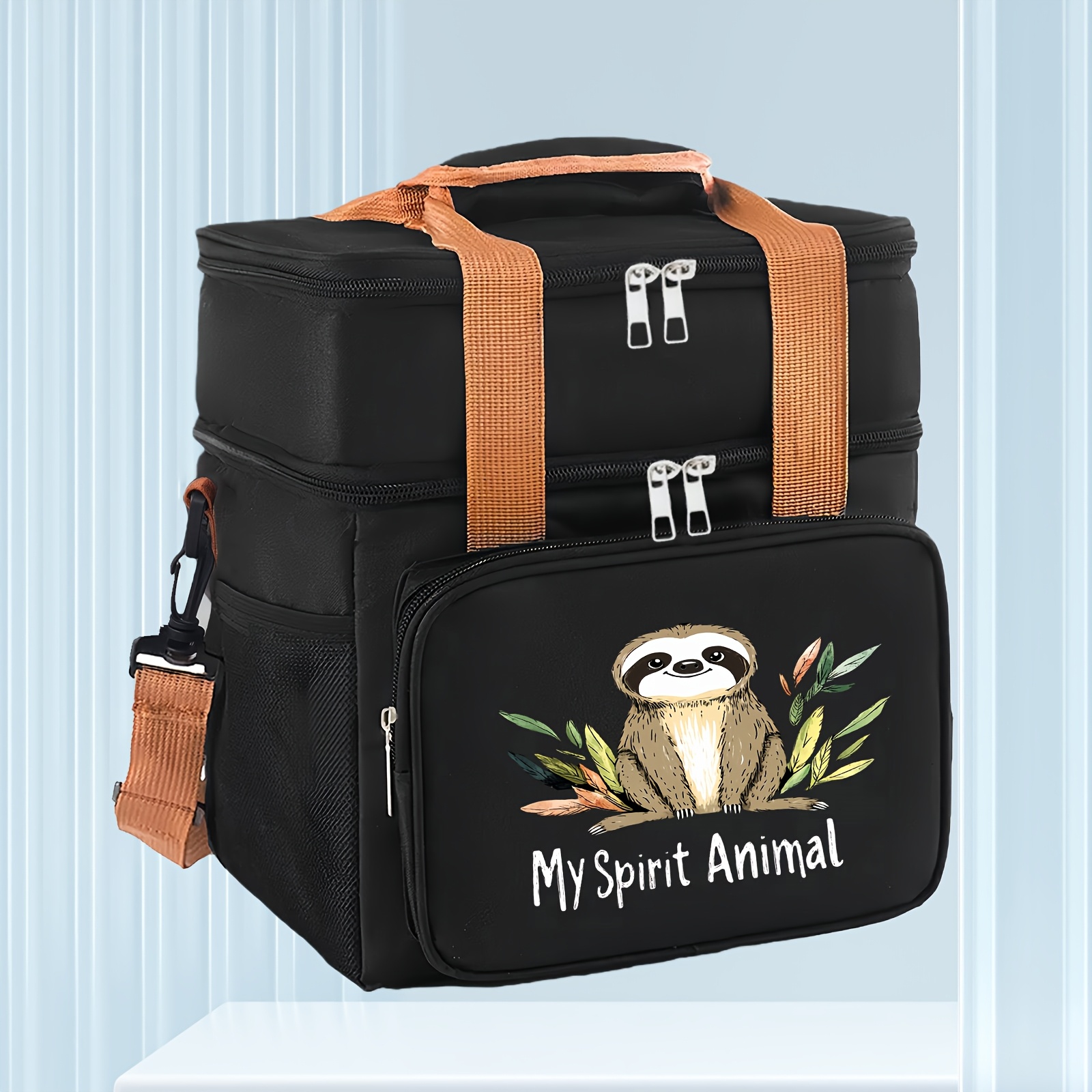 TEMU 1pc Cute Sloth Lunch Tote Bag For & - Large Capacity Non-food Contact Picnic Basket, Durable & Lunch Box Holder, Portable For Commute, Washable
