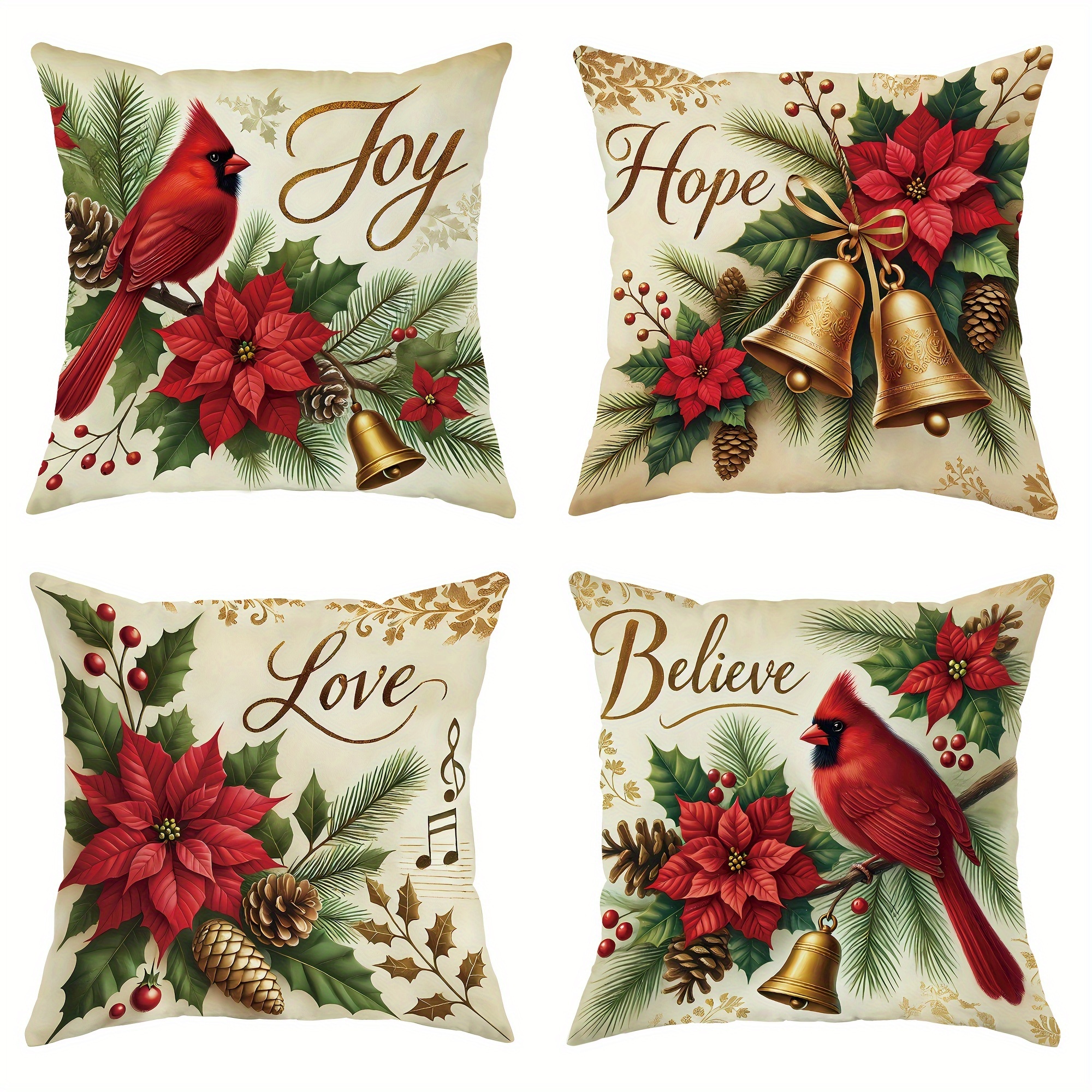 

4- Christmas - Polyester Decorative Cushions , , , , For , Sofa Decor - No