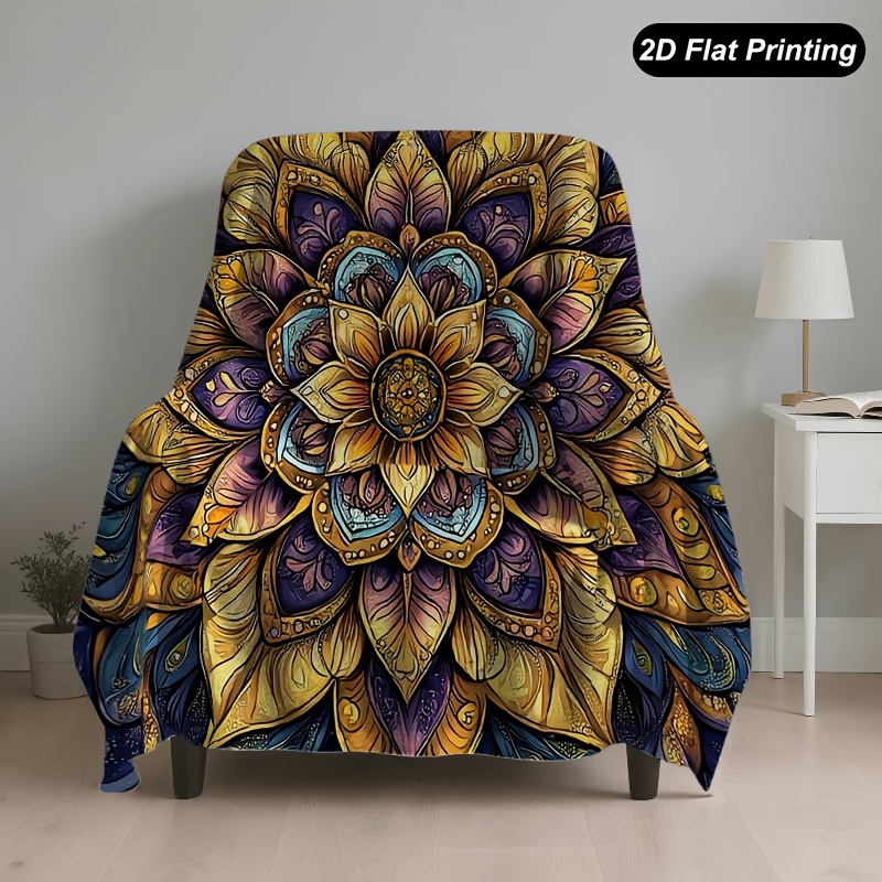 TEMU 1pc Sofa Towel, Mandala Design Flower Suitable For , Multifunctional, Machine Washable Sofa Cover, Suitable For Decorating Single To Four-seater