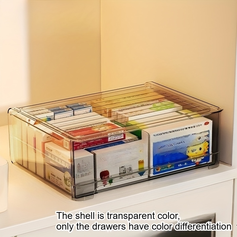 1-pack Transparent Medicine Storage Cabinet - Multi-drawer Organizer For Home, - Durable Plastic No , Compact Space- Design, Modern Home Accessory, Sleek Construction