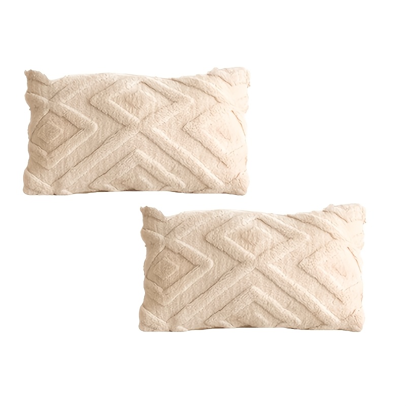TEMU 2pcs Set Bohemian Modern Nordic Sheepskin Pillowcases, Suitable For Bed, Sofa, Living Room Holiday Decoration And Home Decor, Soft Plush Cushion