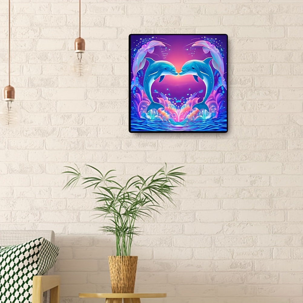 1pc 5d beautiful heart dolphin pattern diamond painting kit - Temu