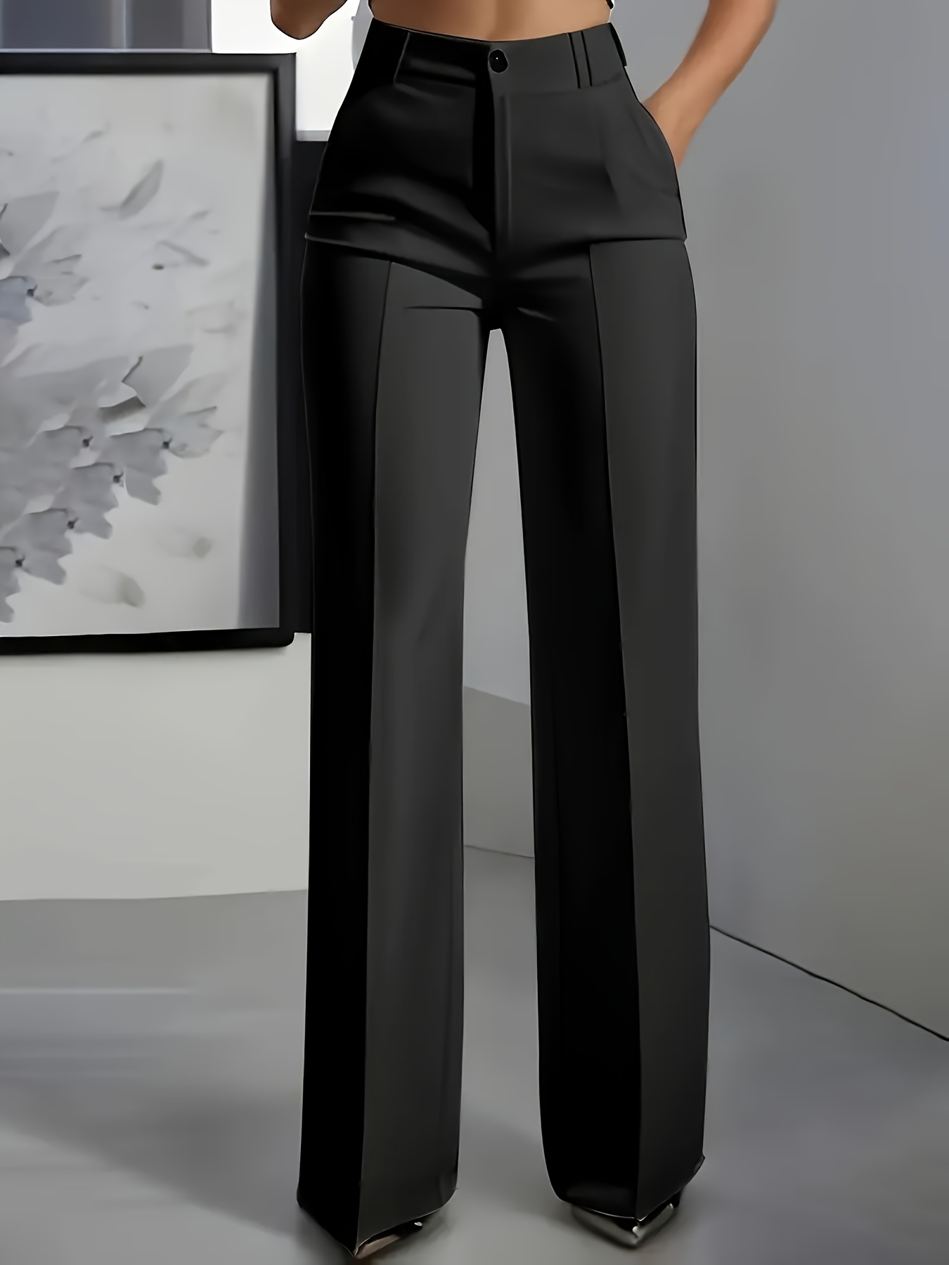 ZD1008024 Spirit Shanshan Directional Solid Black Suit Trousers for Daily Work And Commute