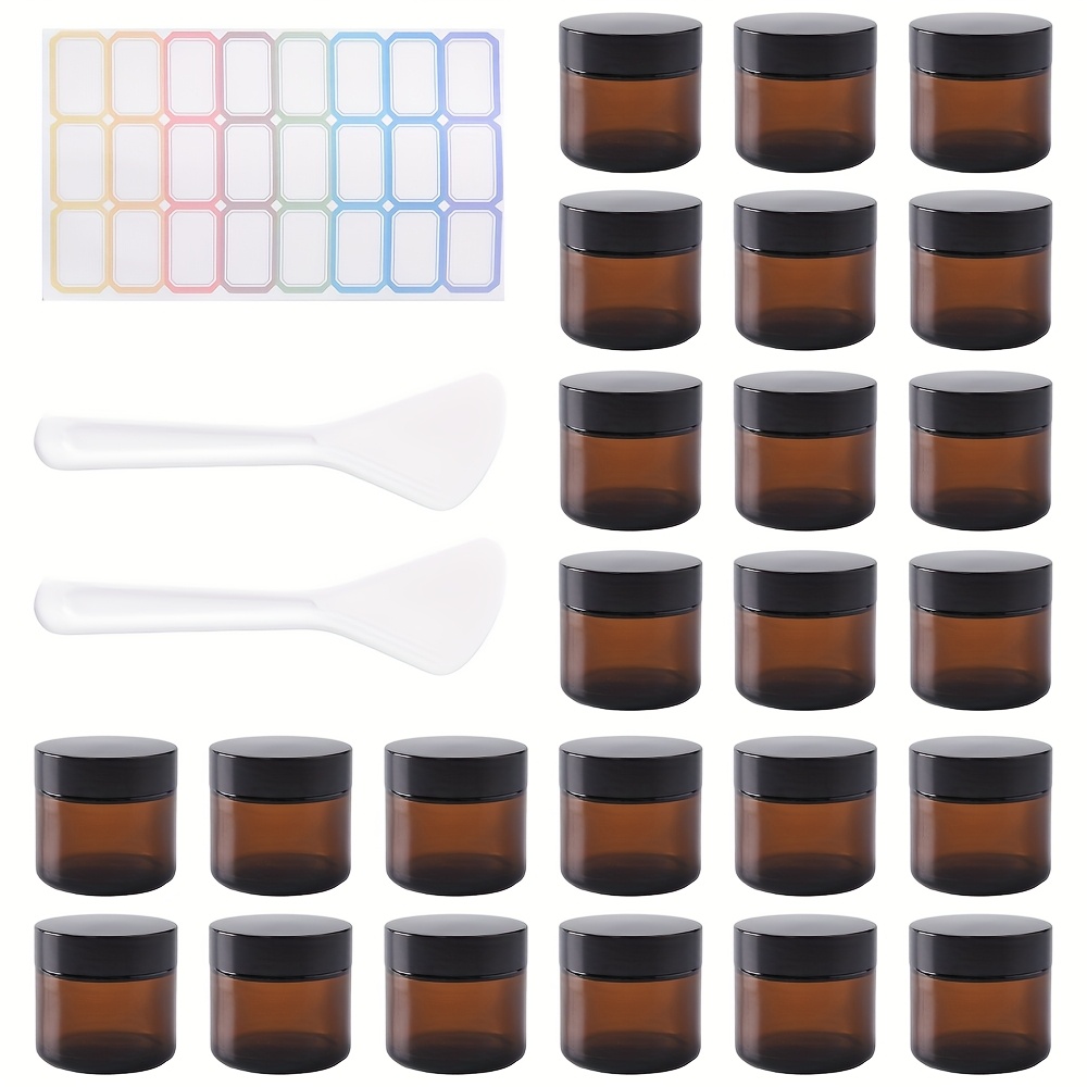 TEMU 24pcs, Brown 2 Oz Frosted Glass Jars, Sunscreen And Non-slip Makeup Dispenser, Glass Storage Container, Lotion, Powder And Candle Making,