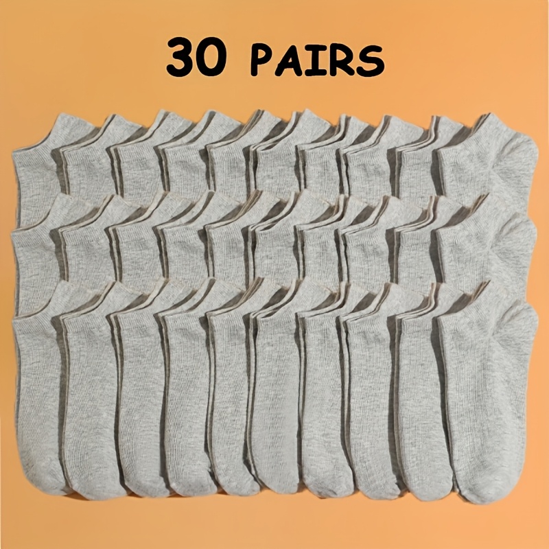 TEMU 30/60 Pairs Of Black Invisible Boat Socks For Men And Women, Lightweight, Soft, Low-cut, Seamless Short Socks, Breathable And Non-slip Boat