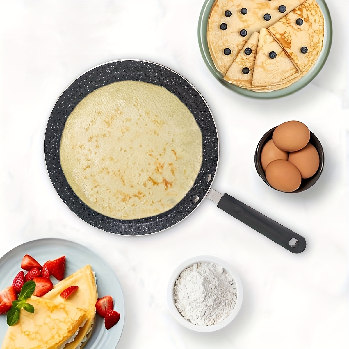 

Versatile Non-stick Aluminum Pancake Pan With Handle - Perfect For Eggs & Crepes, Compatible With Gas & Induction Stoves, Dishwasher Safe