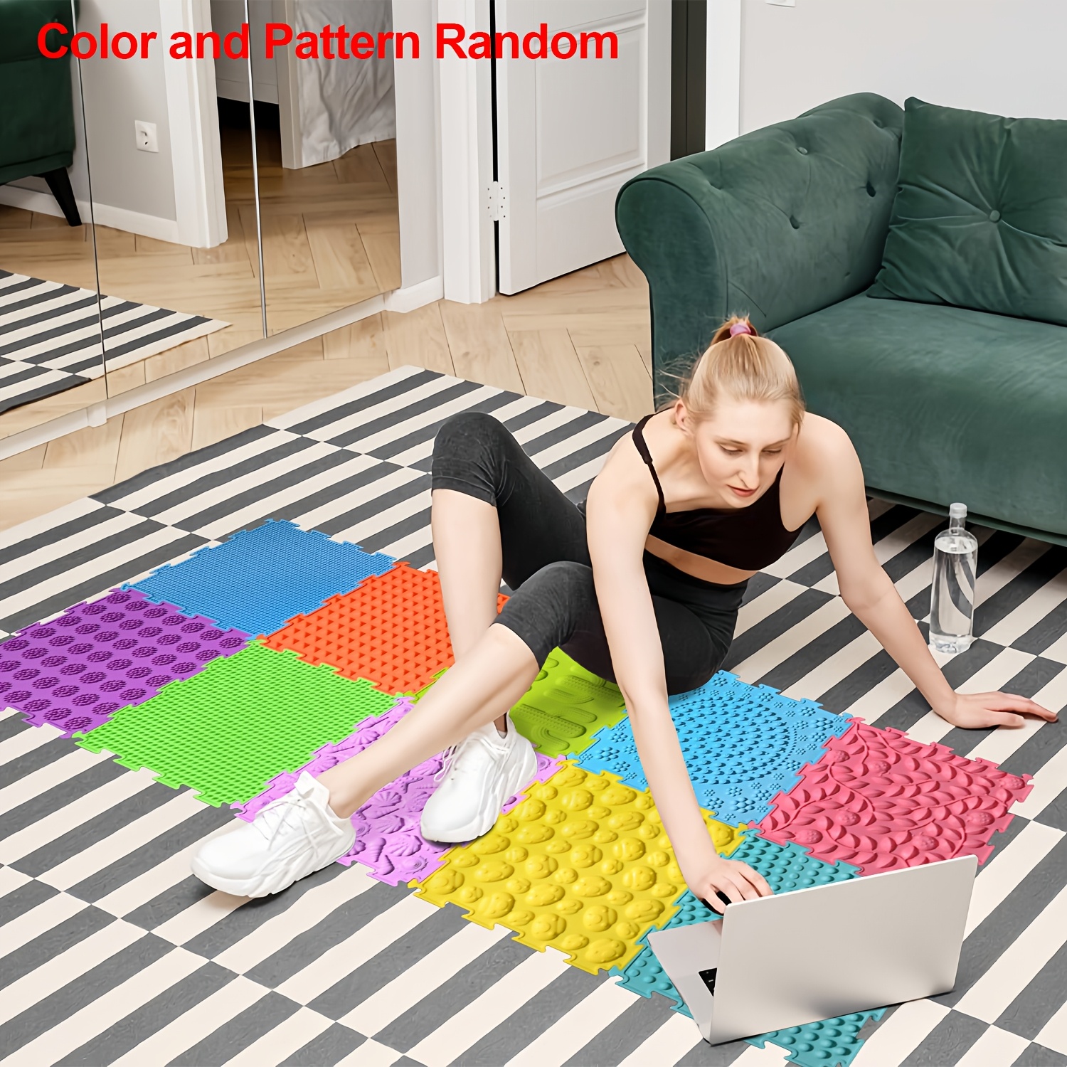 8pcs Interlocking Pilates Floor Mats for Home Fitness