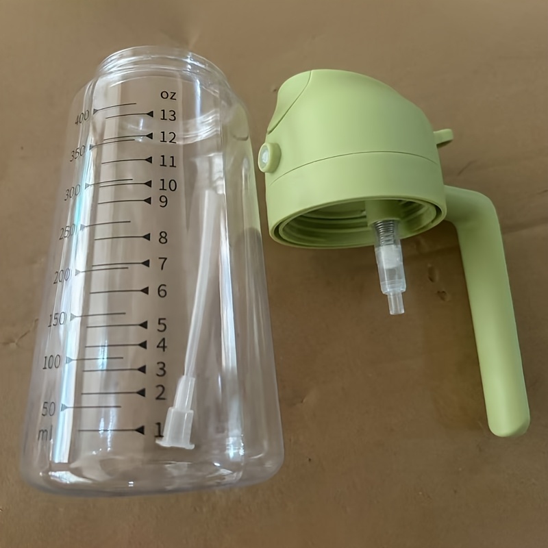 TEMU Lot de 1 flacon pulvérisateur transparent avec graduations + 1 bouchon pulvérisateur vert, vaporisateur d'huile. Convient pour une utilisation