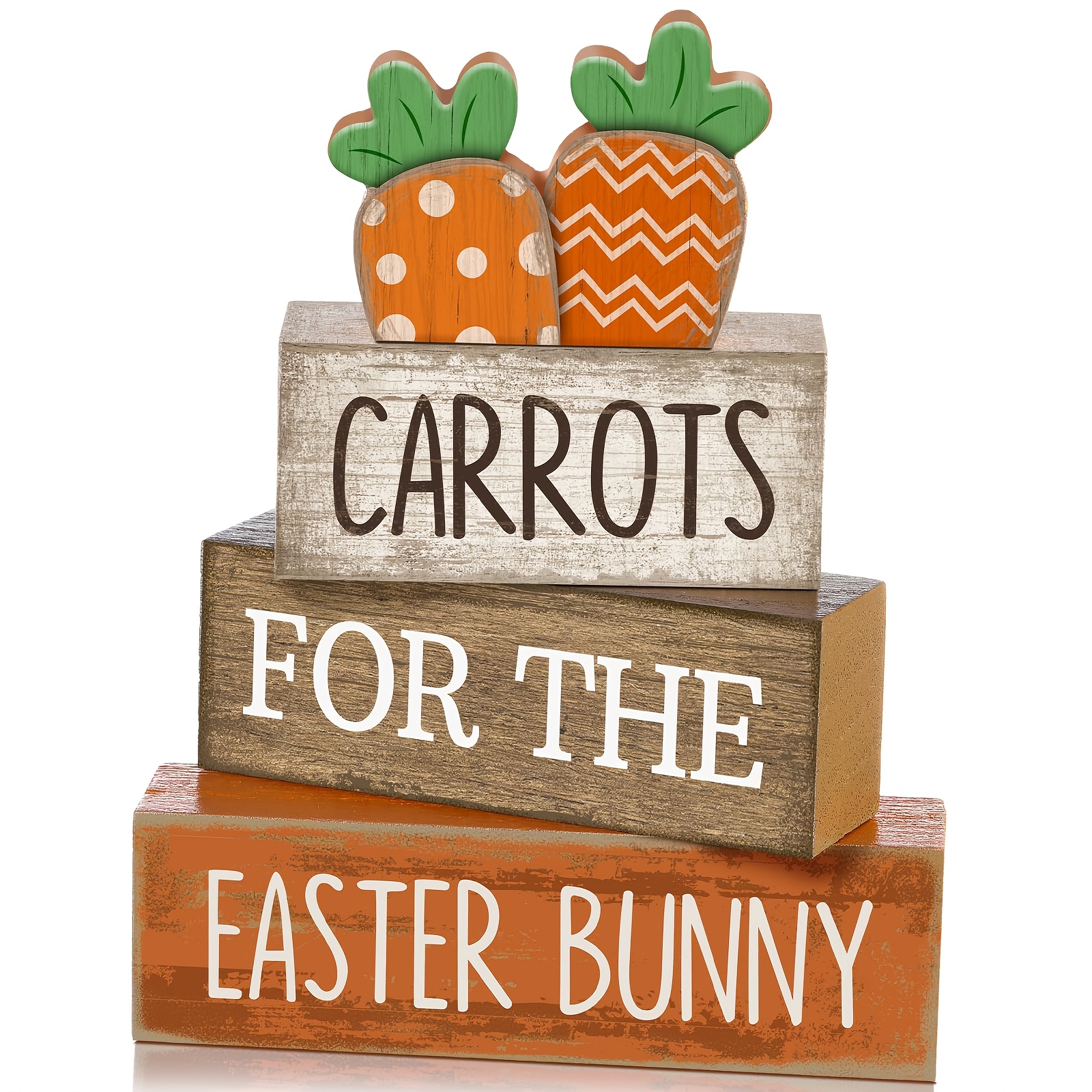 TEMU Easter Tiered Tray Decor Set | Wooden Easter Decor With Carrot Motif, Party Table Centerpiece, Rustic Farmhouse-style Table Decoration, Spring &